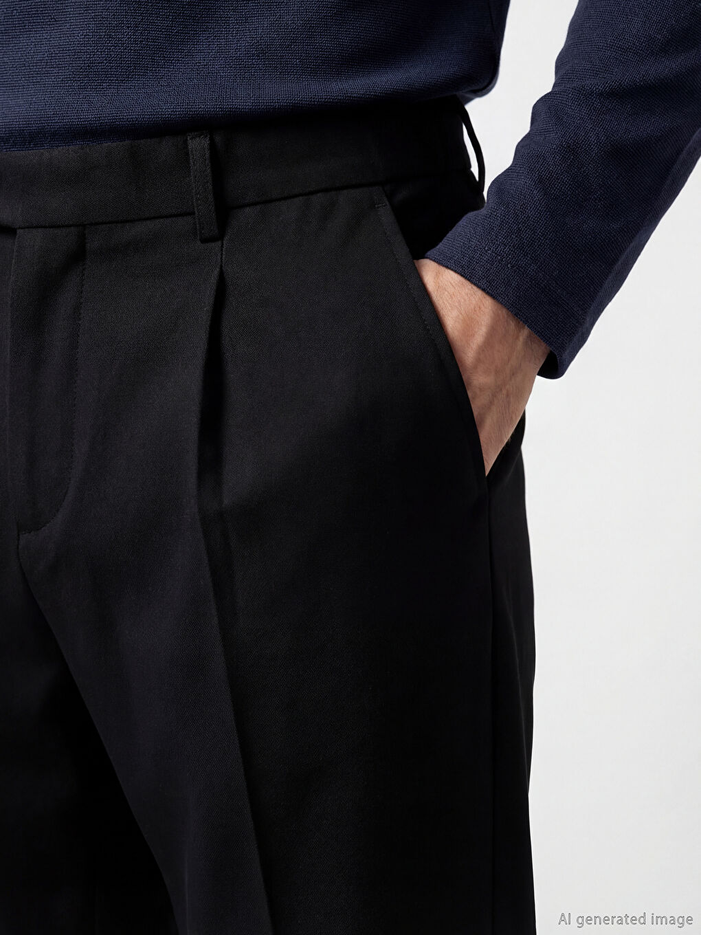 Siyah Standart Kalıp Erkek Chino Pantolon-2