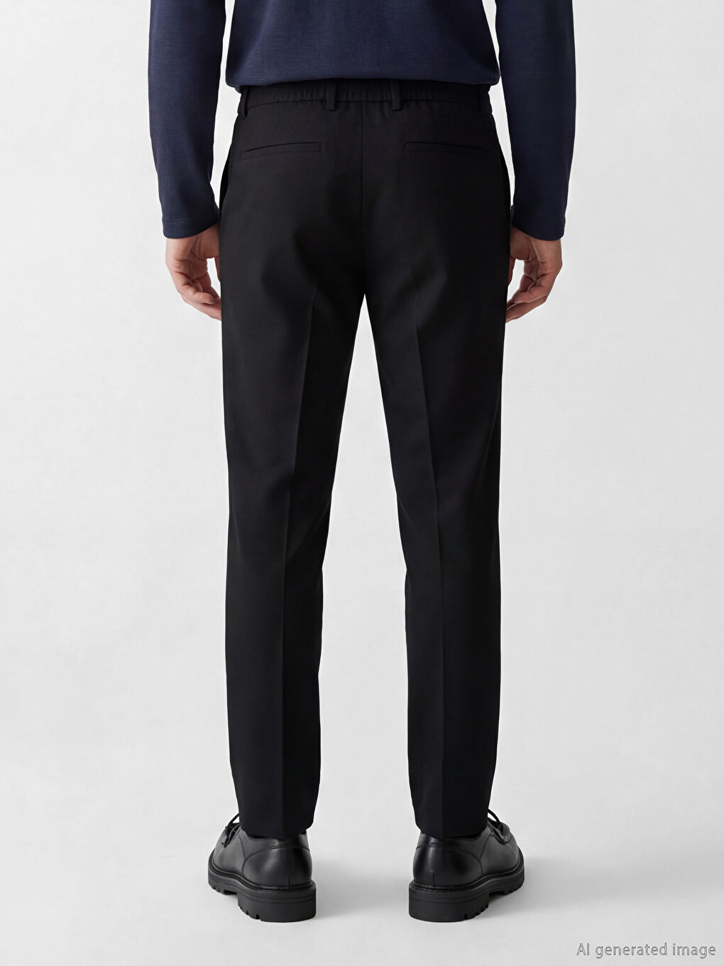 Siyah Standart Kalıp Erkek Chino Pantolon-3