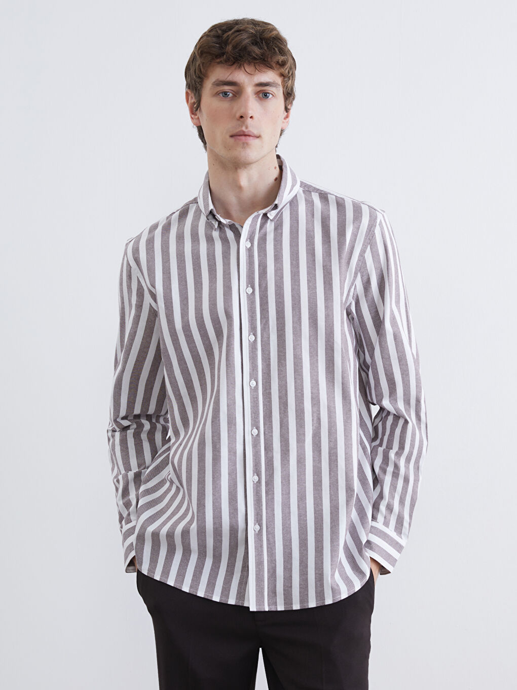 Classic Fit Long Sleeve Striped Men's Shirt