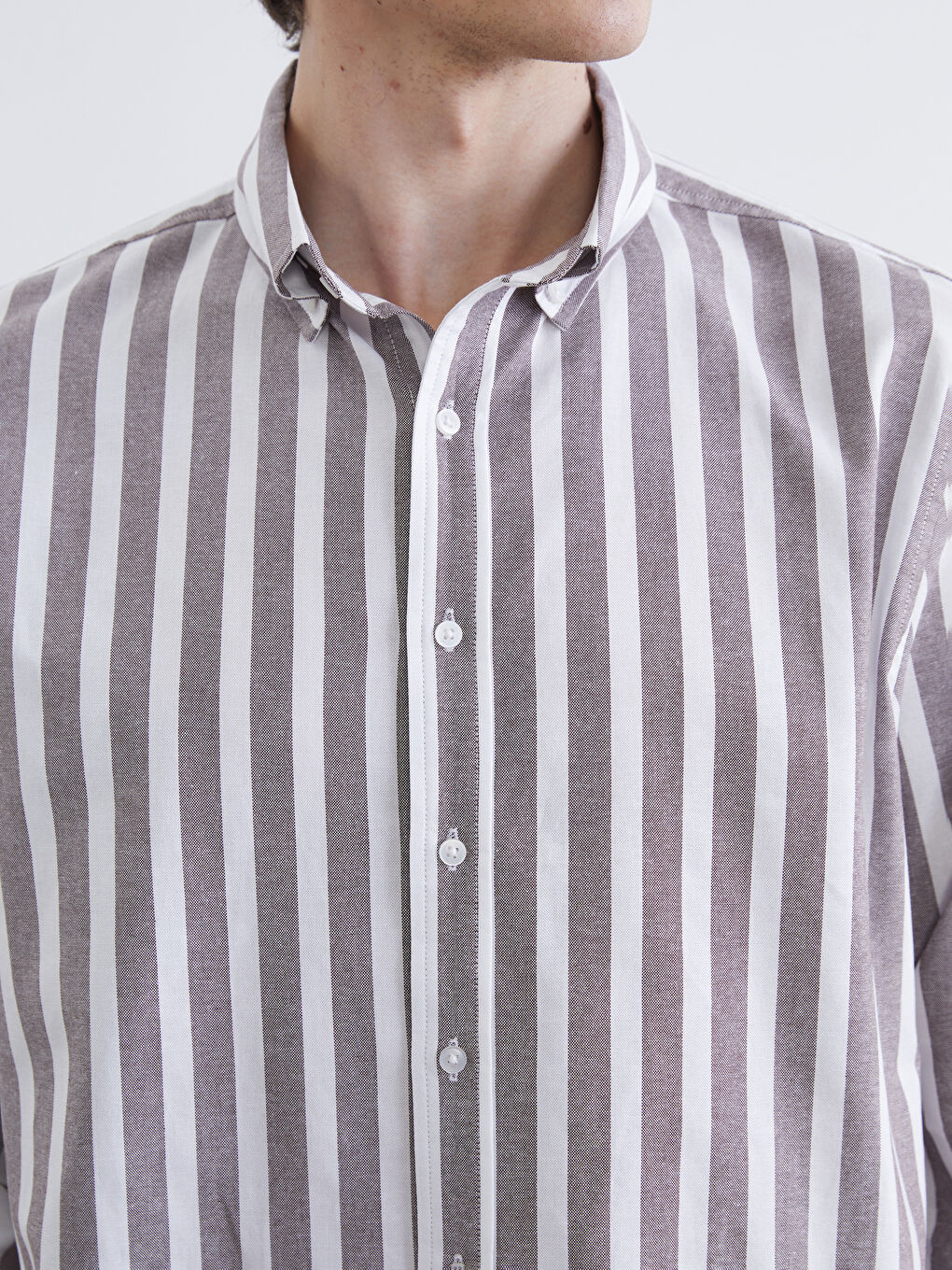 Classic Fit Long Sleeve Striped Men's Shirt-2