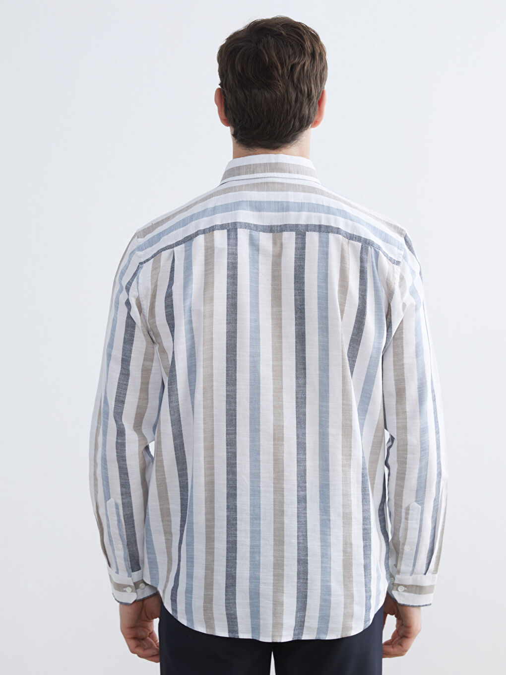 Mavi Regular Fit Çizgili Oxford Erkek Gömlek-3