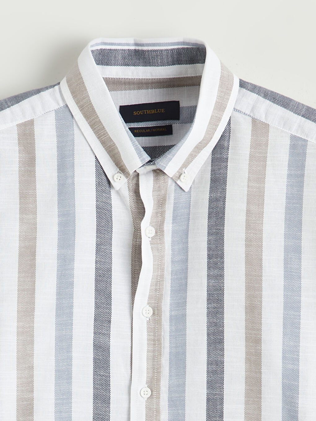 Mavi Regular Fit Çizgili Oxford Erkek Gömlek-5