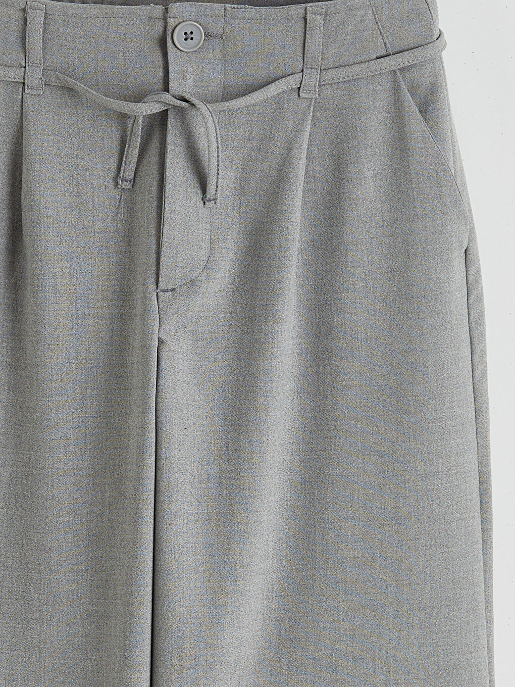 Gri Wideleg Pileli Kız Çocuk Pantolon-2