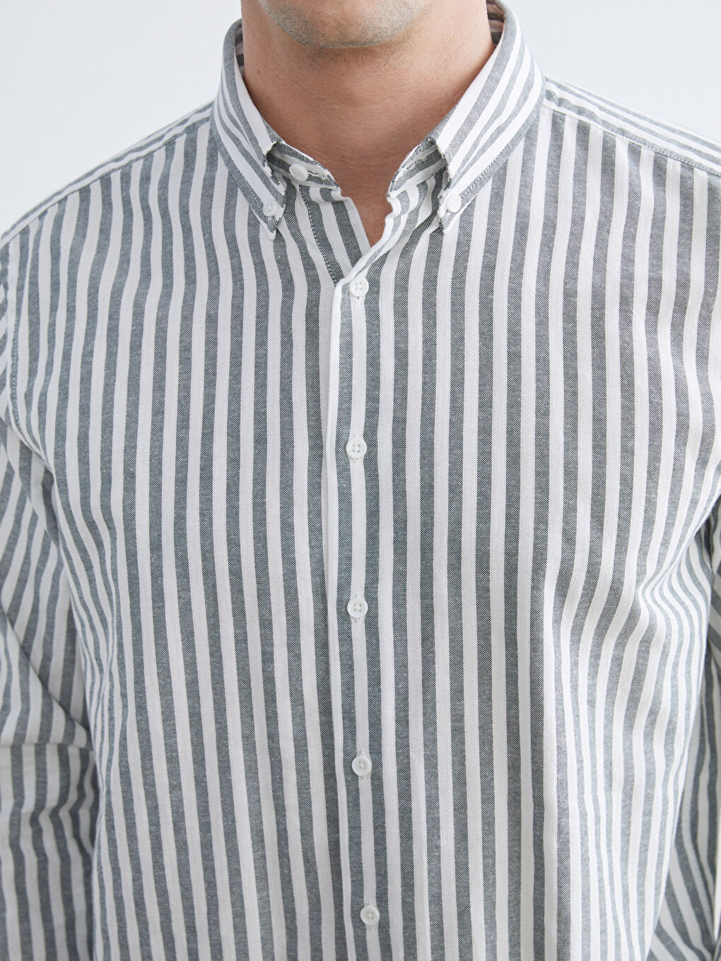 Petrol Regular Fit Çizgili Erkek Oxford Gömlek-2