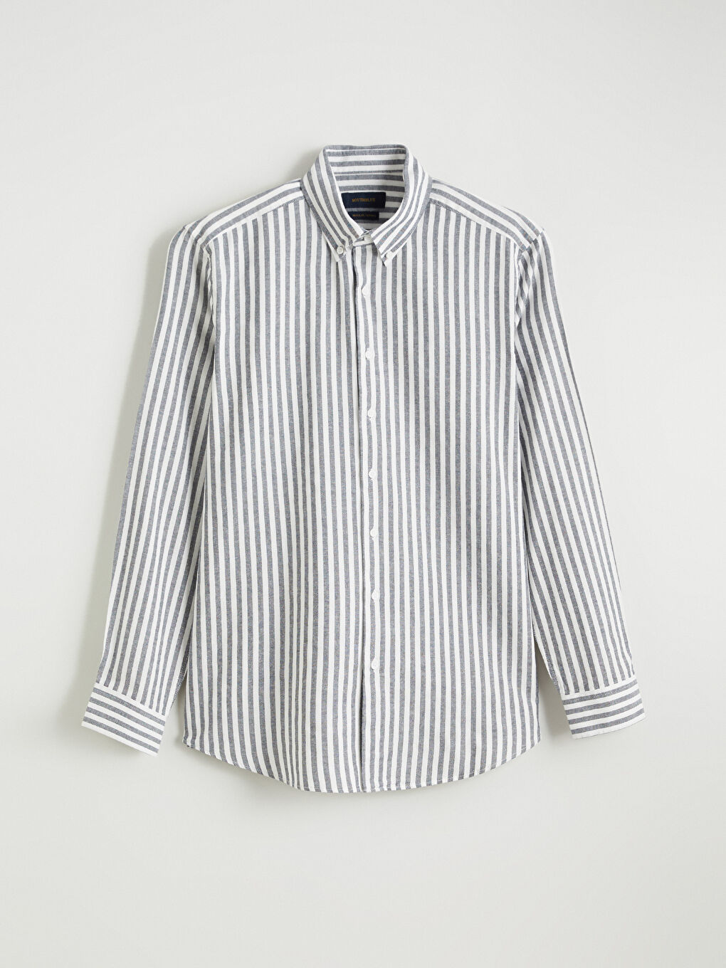 Lacivert Regular Fit Çizgili Erkek Oxford Gömlek-8