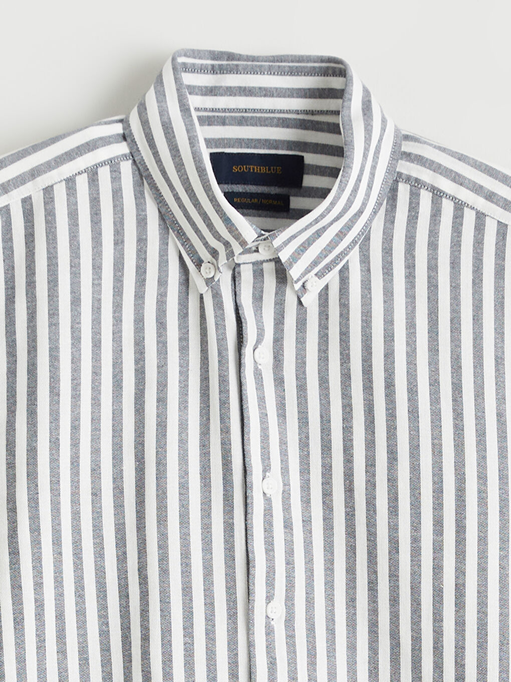 Lacivert Regular Fit Çizgili Erkek Oxford Gömlek-9