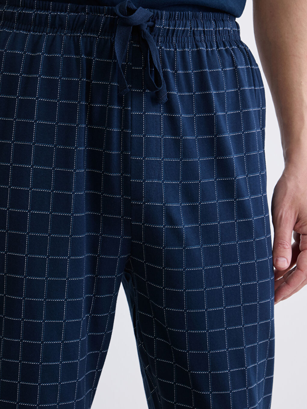 Lacivert Standart Kalıp Ekose Erkek Pijama Alt-3