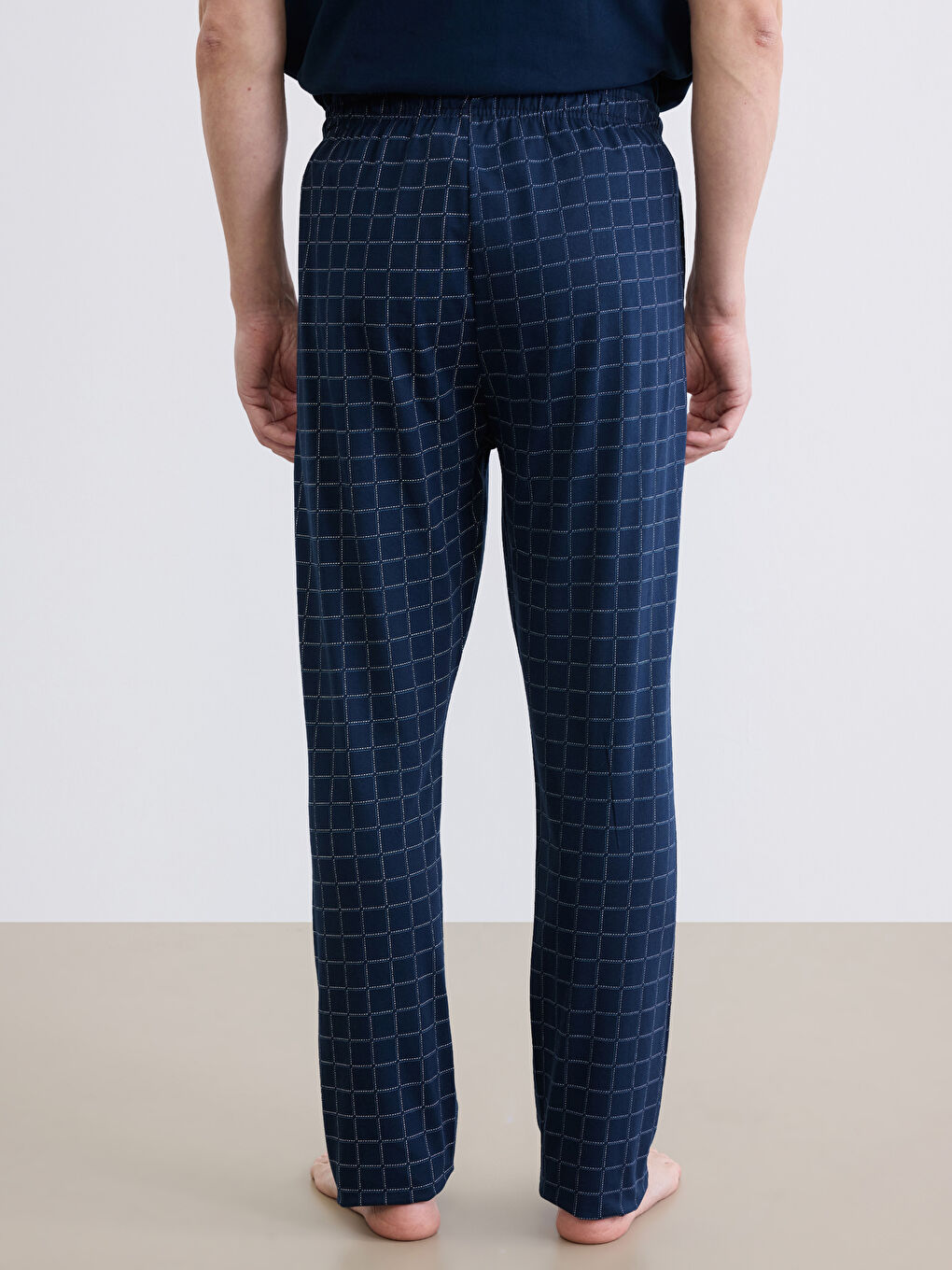 Lacivert Standart Kalıp Ekose Erkek Pijama Alt-4