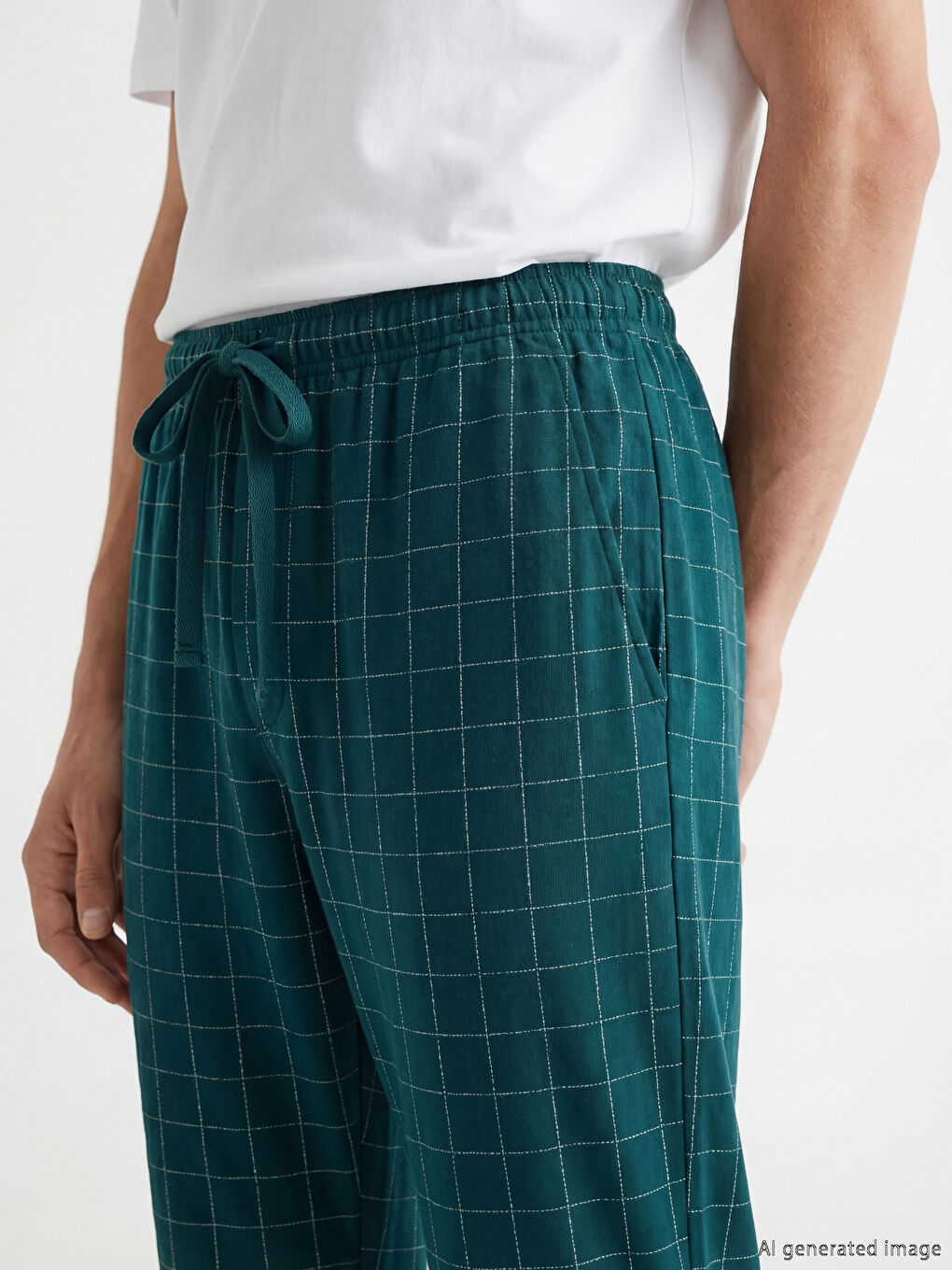 Mavi Standart Kalıp Ekose Erkek Pijama Altı-2