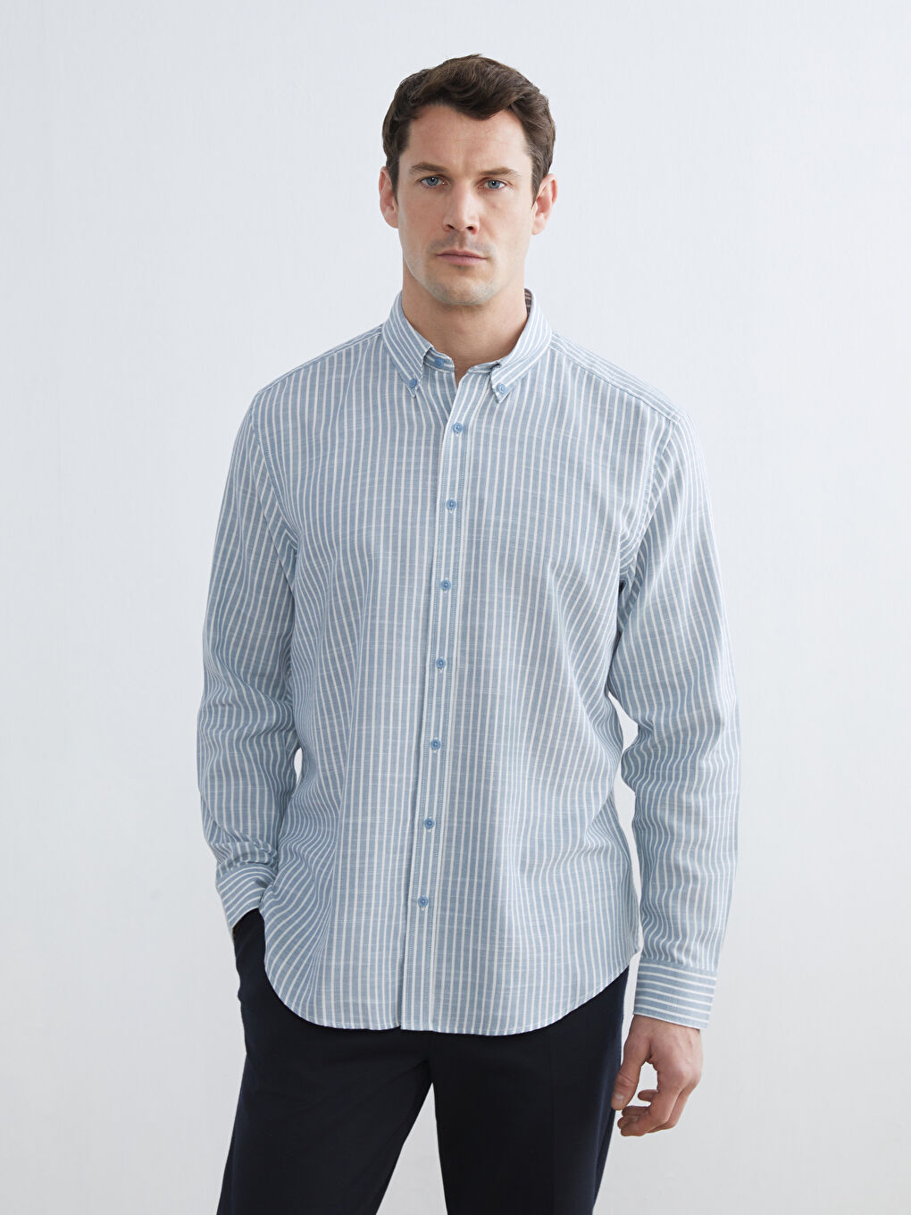 Regular Fit Striped Dobby Men's Shirt