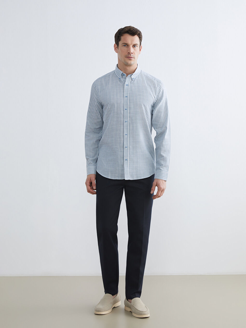 Regular Fit Striped Dobby Men's Shirt-1