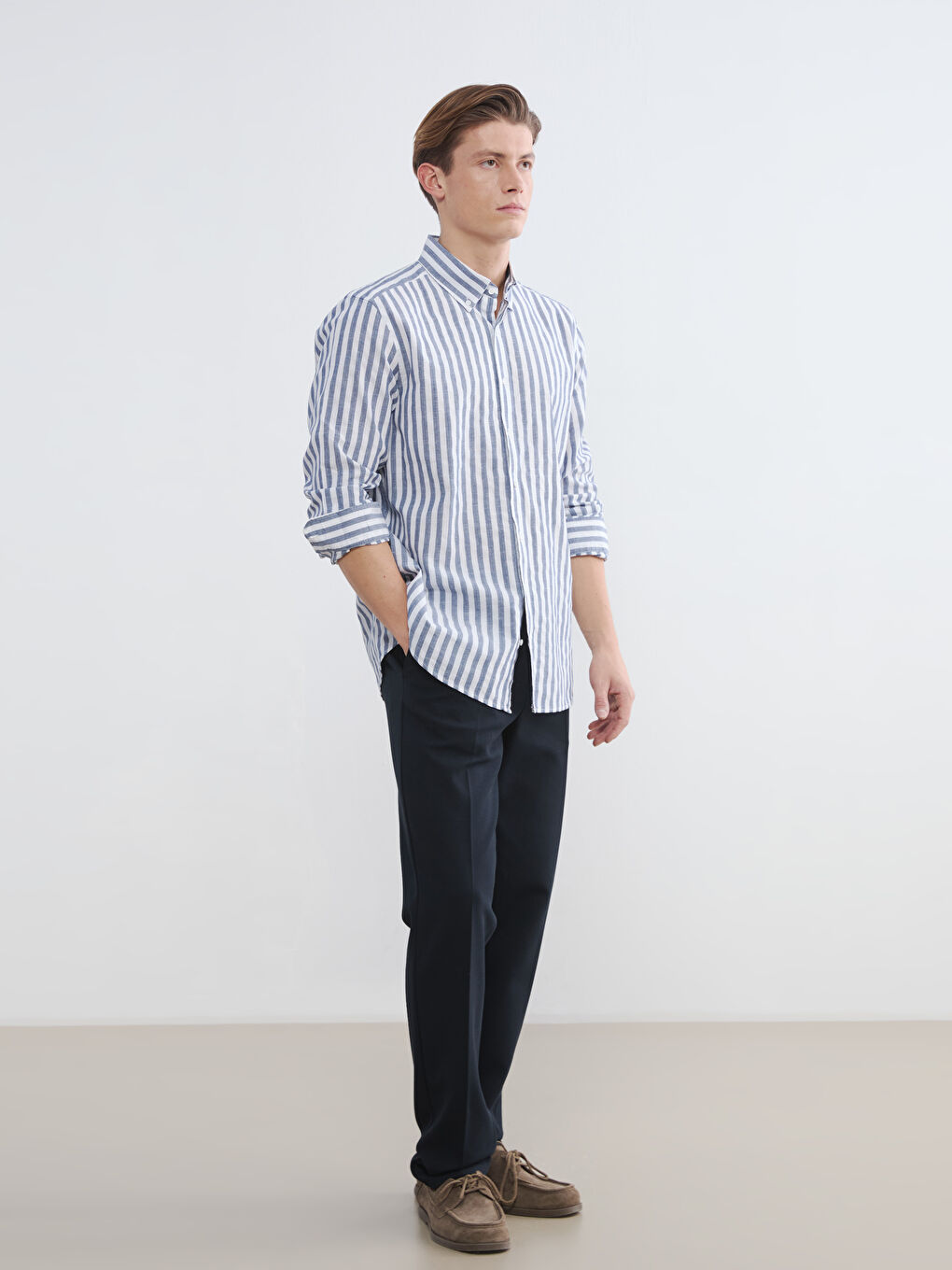 Мужчины Синий Рубашка-1