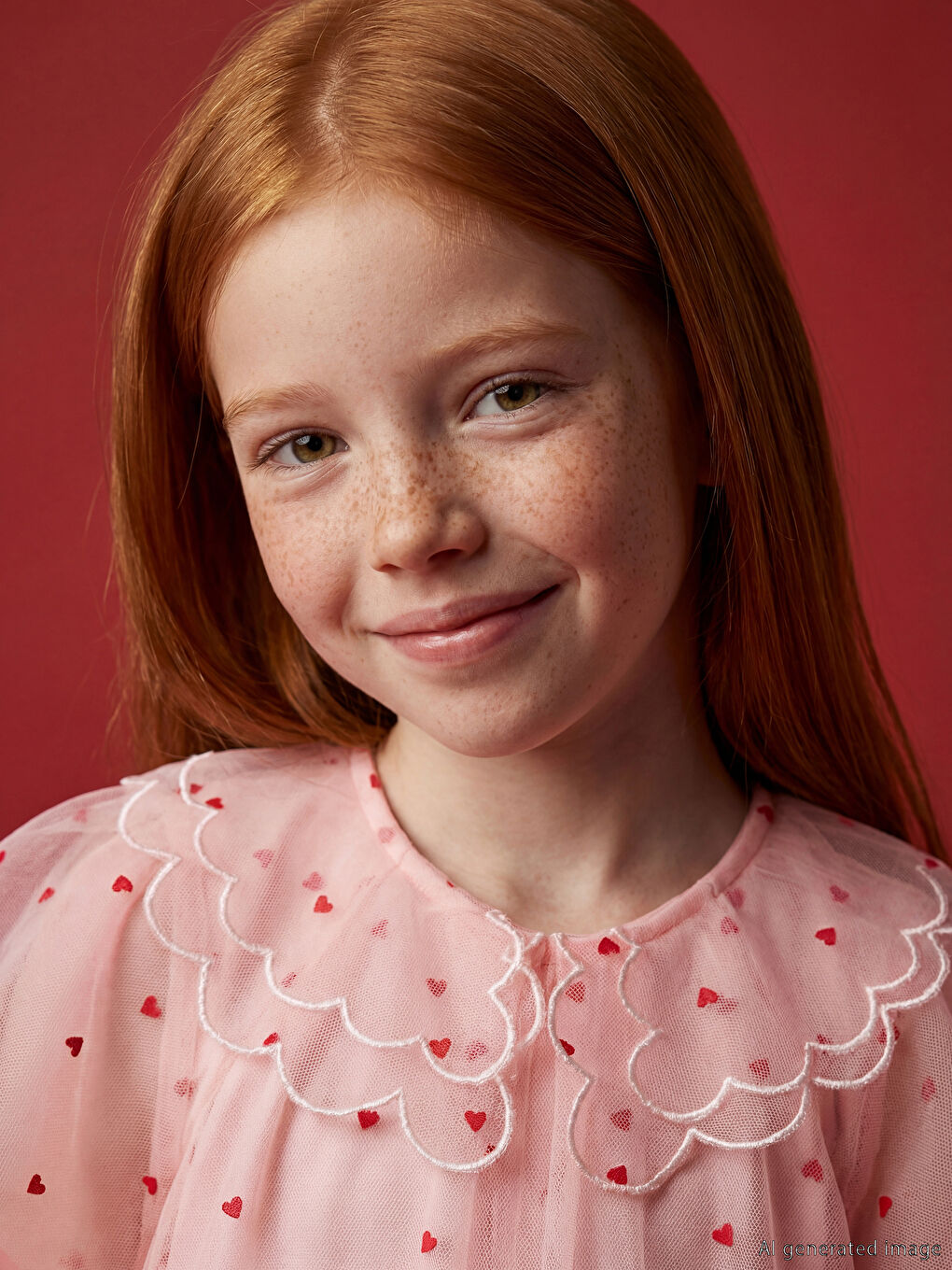 Robe Princesse Fille avec Col Claudine et Cœur Brodé-1