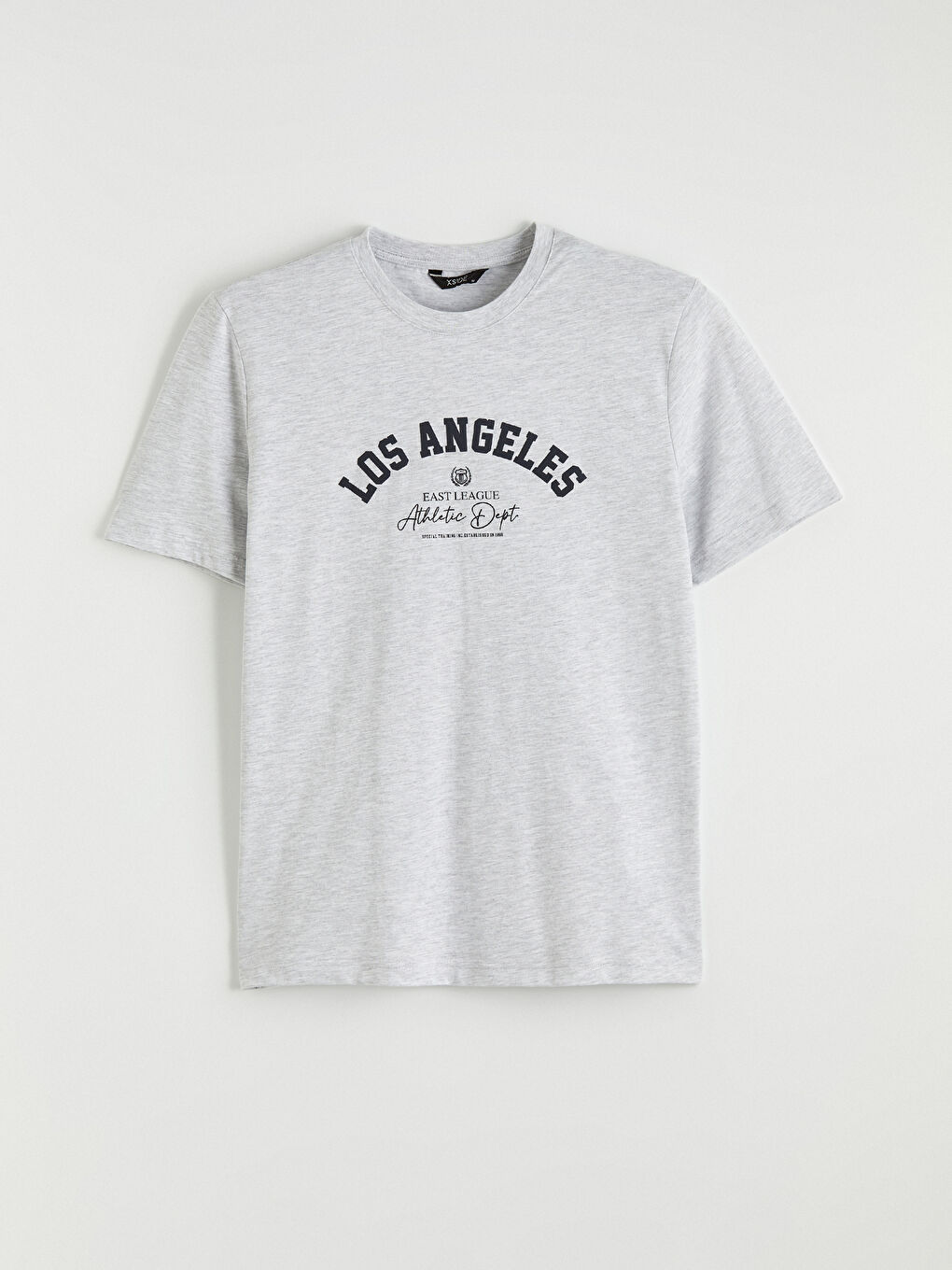 Gri Bisiklet Yaka Los Angeles Baskılı Erkek Tişört