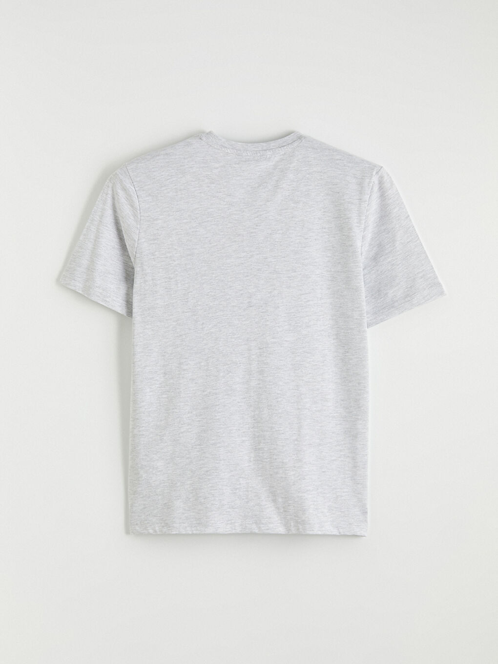 Gri Bisiklet Yaka Los Angeles Baskılı Erkek Tişört-2