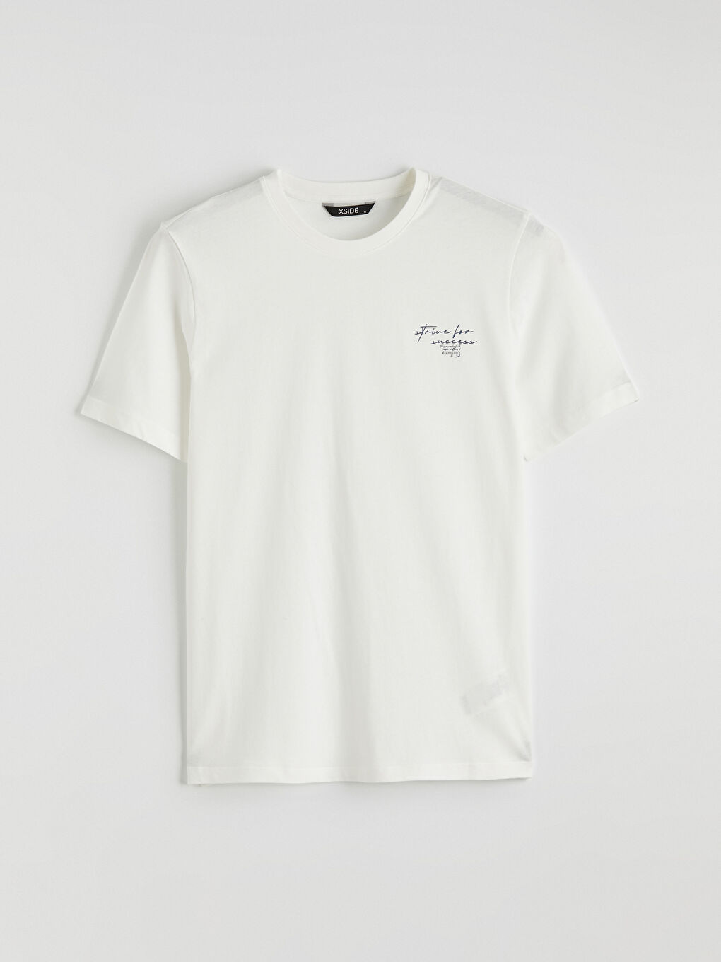 Ekru Bisiklet Yaka Baskılı Penye Erkek Tişört