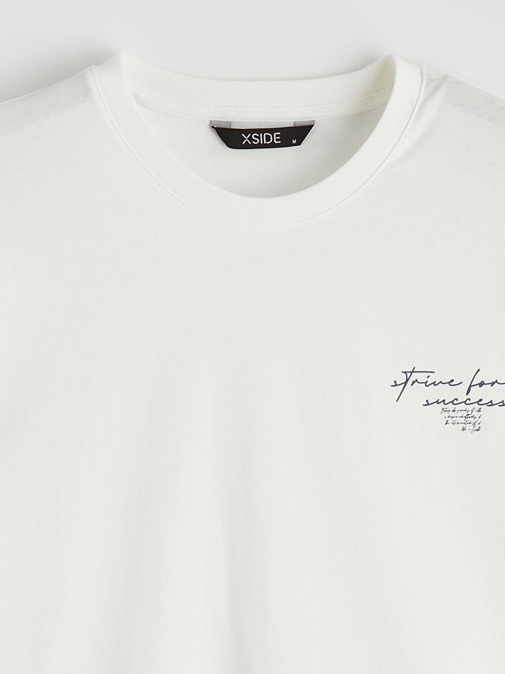 Ekru Bisiklet Yaka Baskılı Penye Erkek Tişört-1