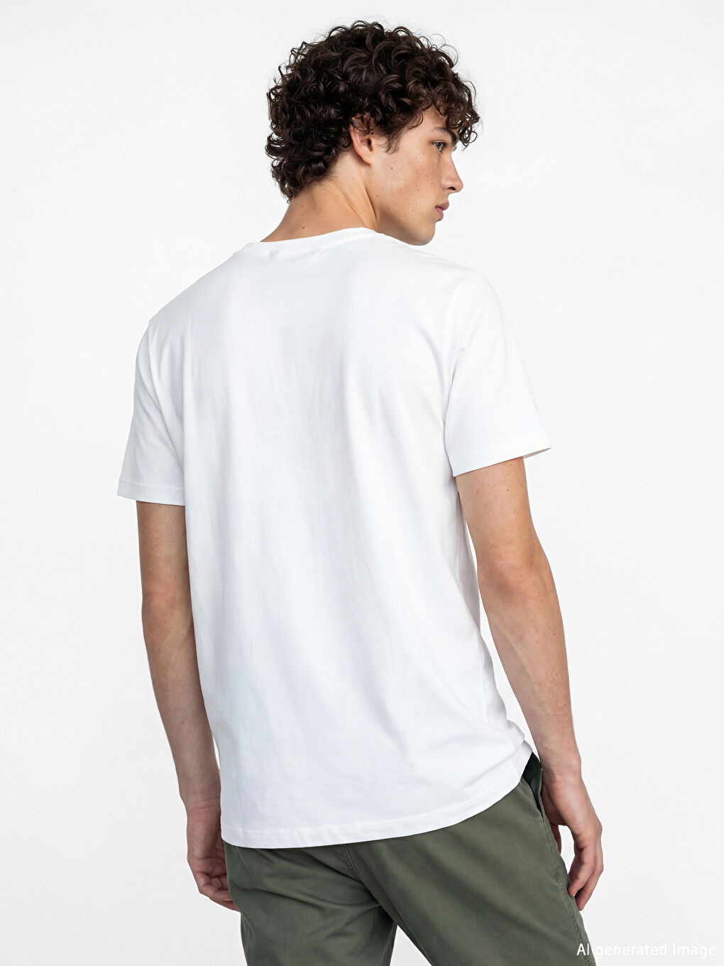 Beyaz Bisiklet Yaka Amsterdam Baskılı Erkek Tişört-3