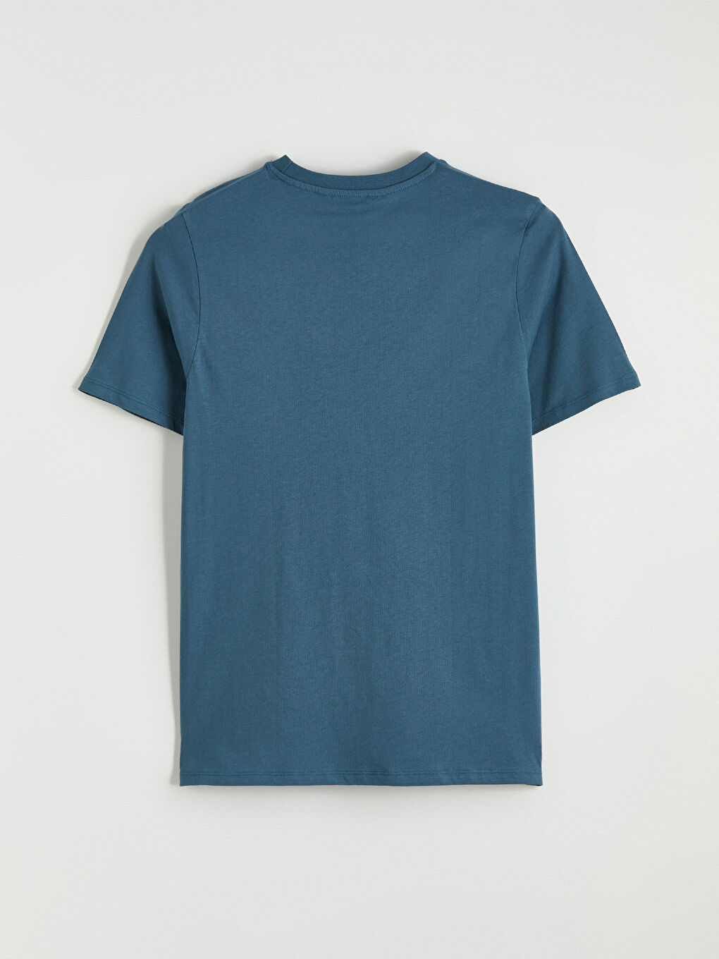 Petrol Bisiklet Yaka Baskılı Penye Erkek Tişört-6