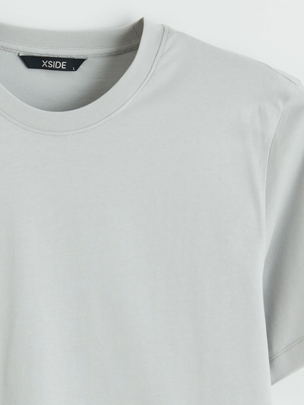 Gri Bisiklet Yaka Erkek Tişört-5