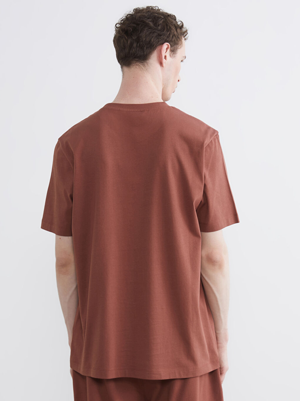 Kahverengi Bisiklet Yaka Erkek Tişört-3