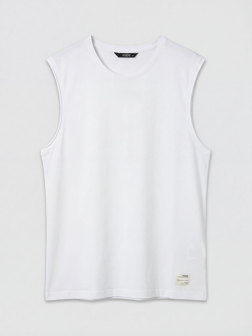 Beyaz Bisiklet Yaka Penye Erkek Kolsuz Tişört