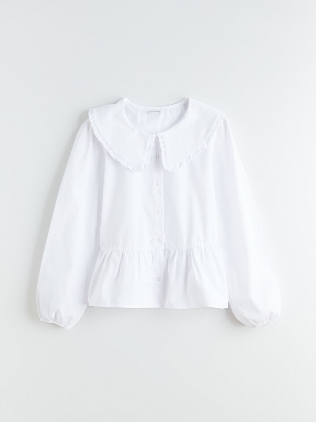 Beyaz Bebe Yaka Kız Çocuk Gömlek