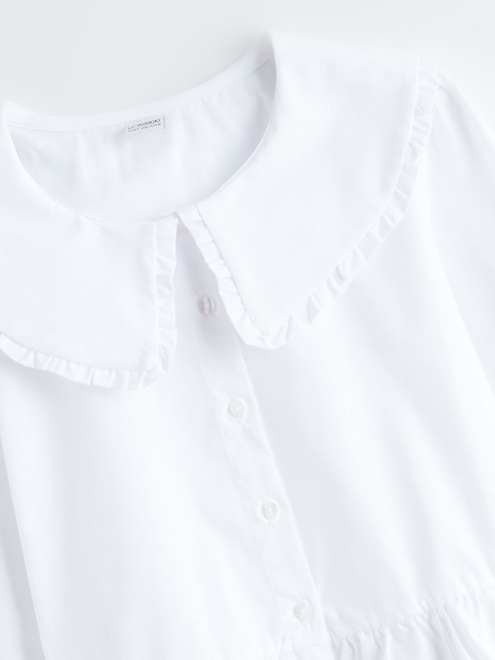 Beyaz Bebe Yaka Kız Çocuk Gömlek-1