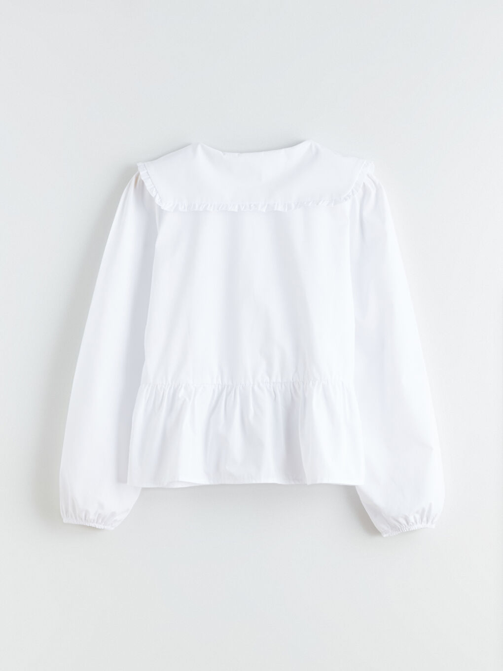 Beyaz Bebe Yaka Kız Çocuk Gömlek-2