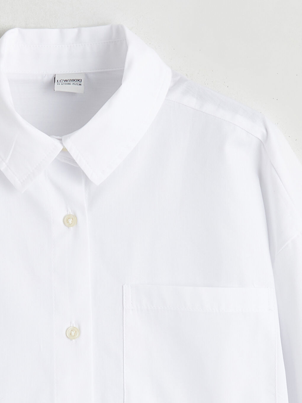 Beyaz Dantel Detaylı Kız Çocuk Gömlek-1