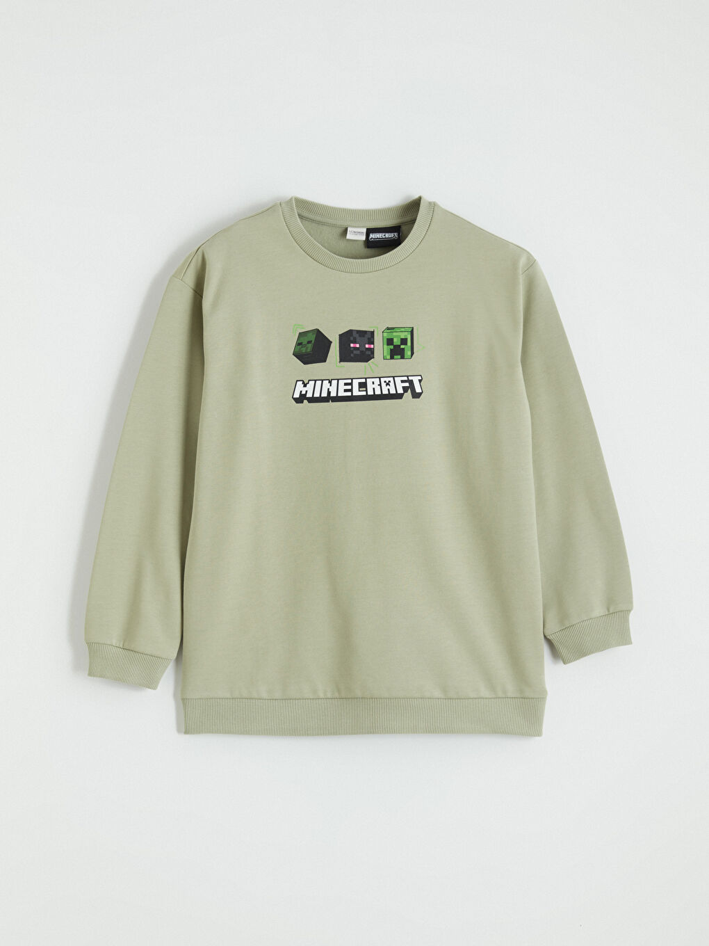 Yeşil Minecraft Baskılı Erkek Çocuk Sweatshirt-1