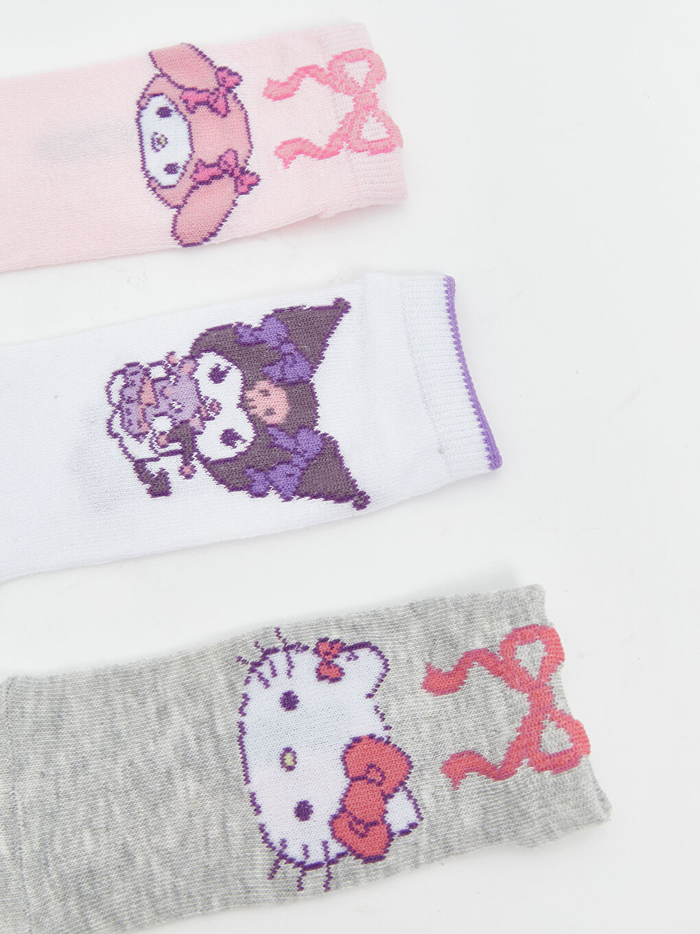 Lila Hello Kitty ve Arkadaşları Desenli Kız Çocuk Patik Çorap 5'li-1