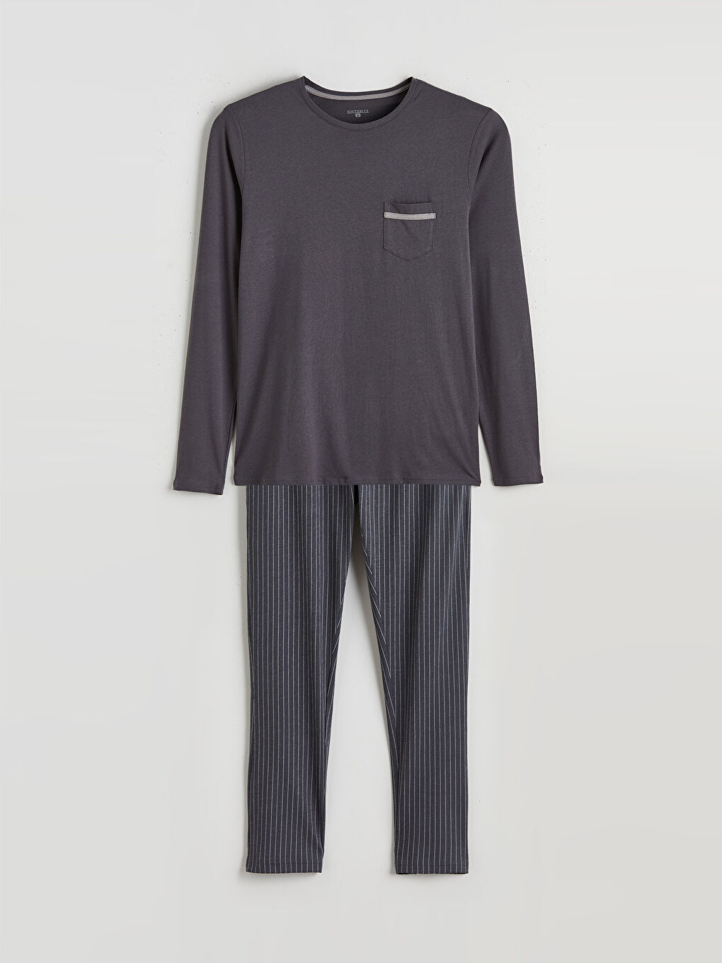 Gri Standart Kalıp Erkek Pijama Takımı-4