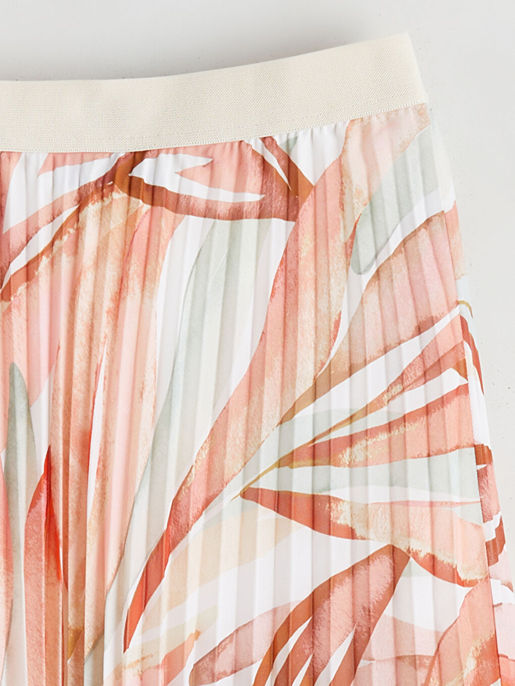 Elastic Waist Patterned Pleated Chiffon Skirt-5