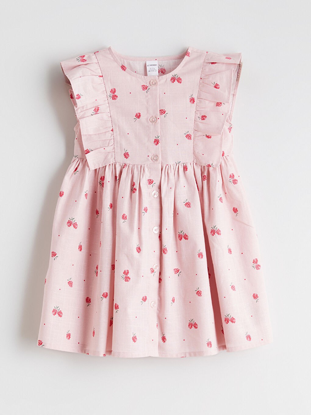 Pembe Çiçekli Kız Çocuk Elbise