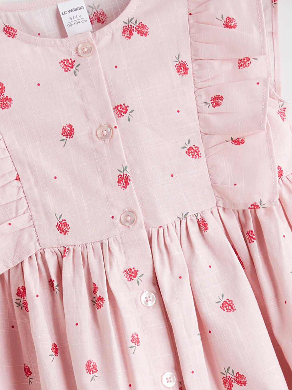 Pembe Çiçekli Kız Çocuk Elbise-1