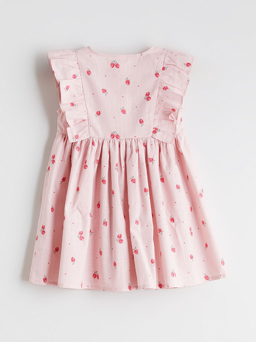 Pembe Çiçekli Kız Çocuk Elbise-2