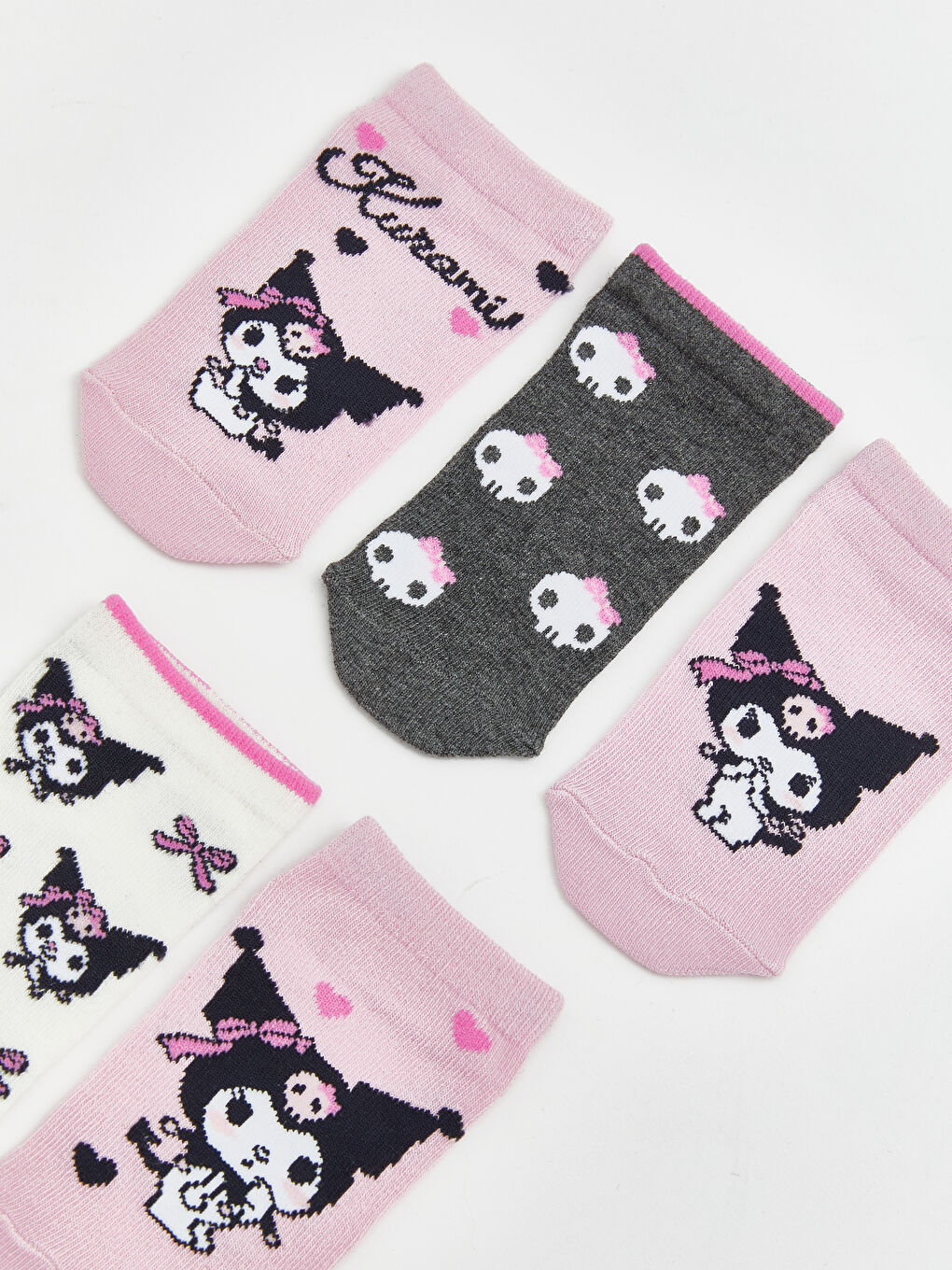 Pembe Kuromi Desenli Kız Çocuk Patik Çorap 5'li-1