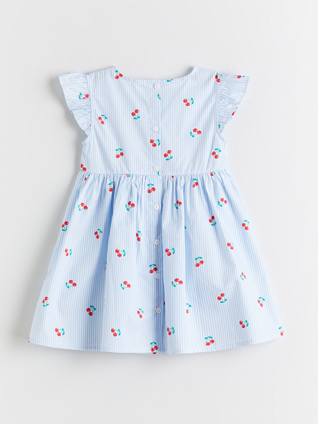 Girls' floral dress with a crew neck.-1