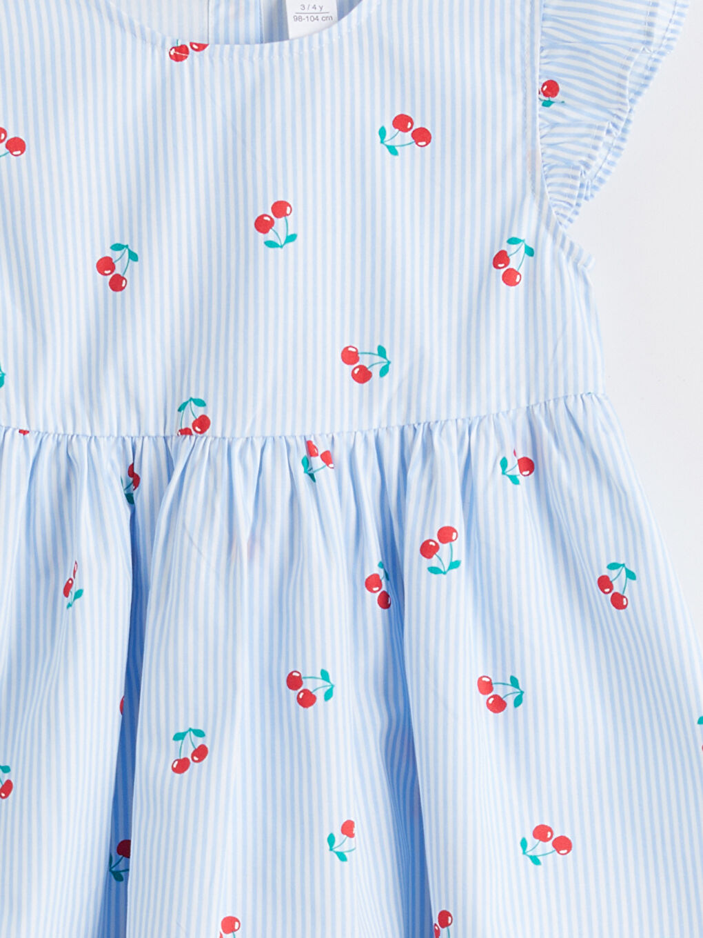 Girls' floral dress with a crew neck.-2