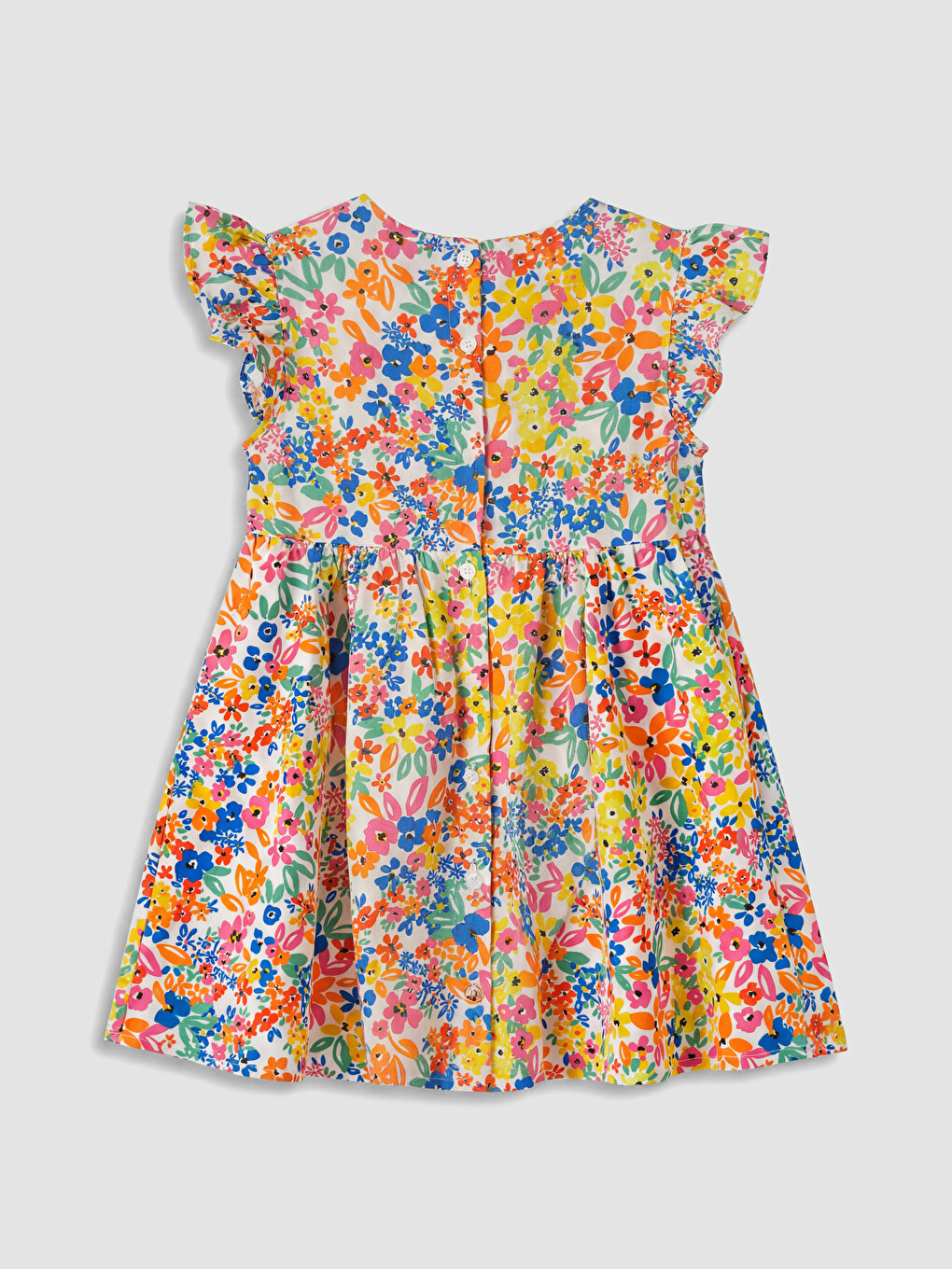 Crew Neck Girls' Poplin Dress-2