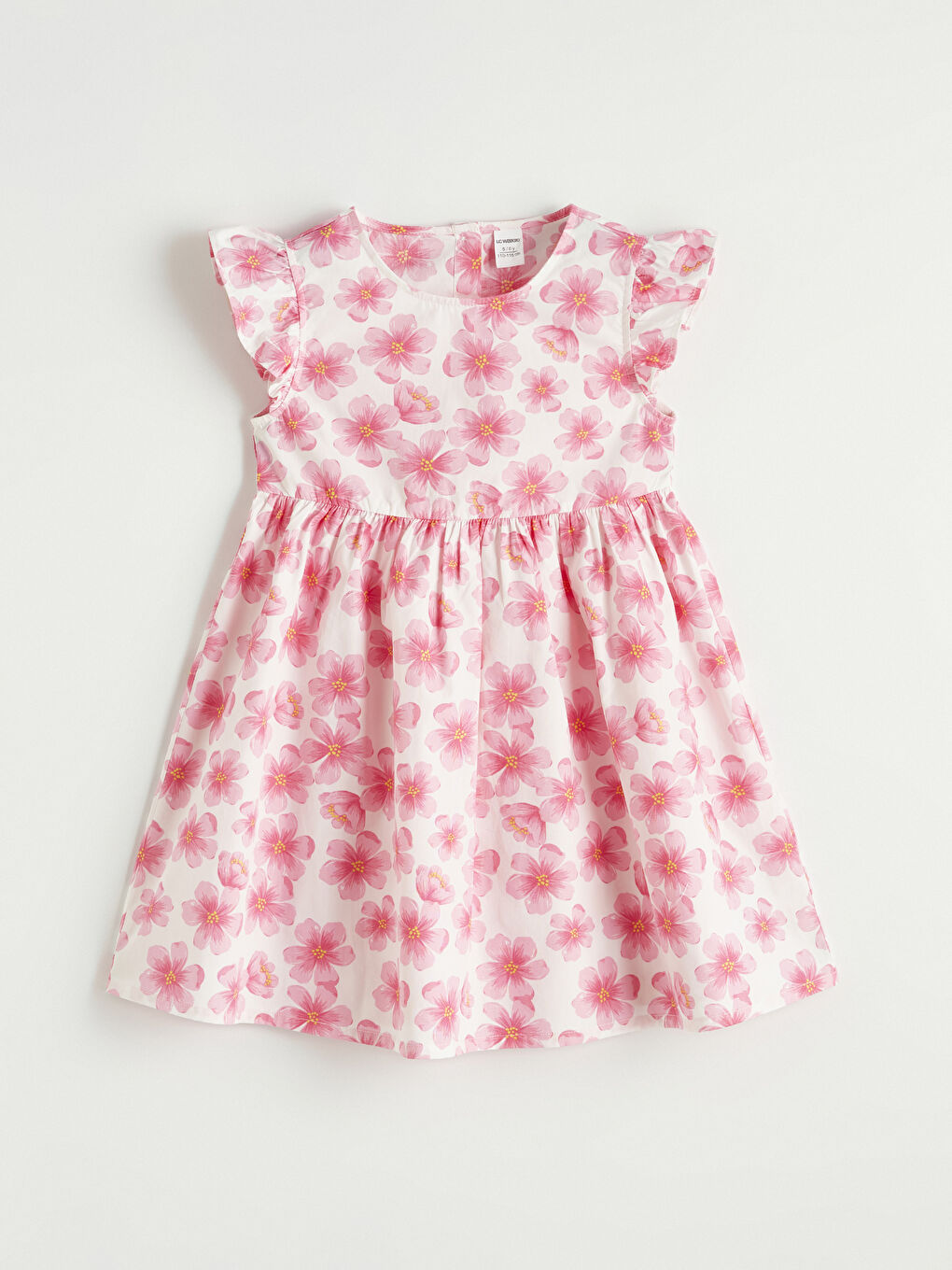 Bisiklet Yaka Çiçekli Kız Çocuk Elbise