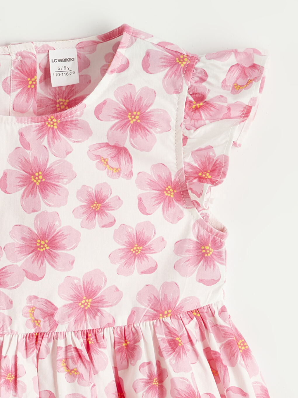 Bisiklet Yaka Çiçekli Kız Çocuk Elbise-1