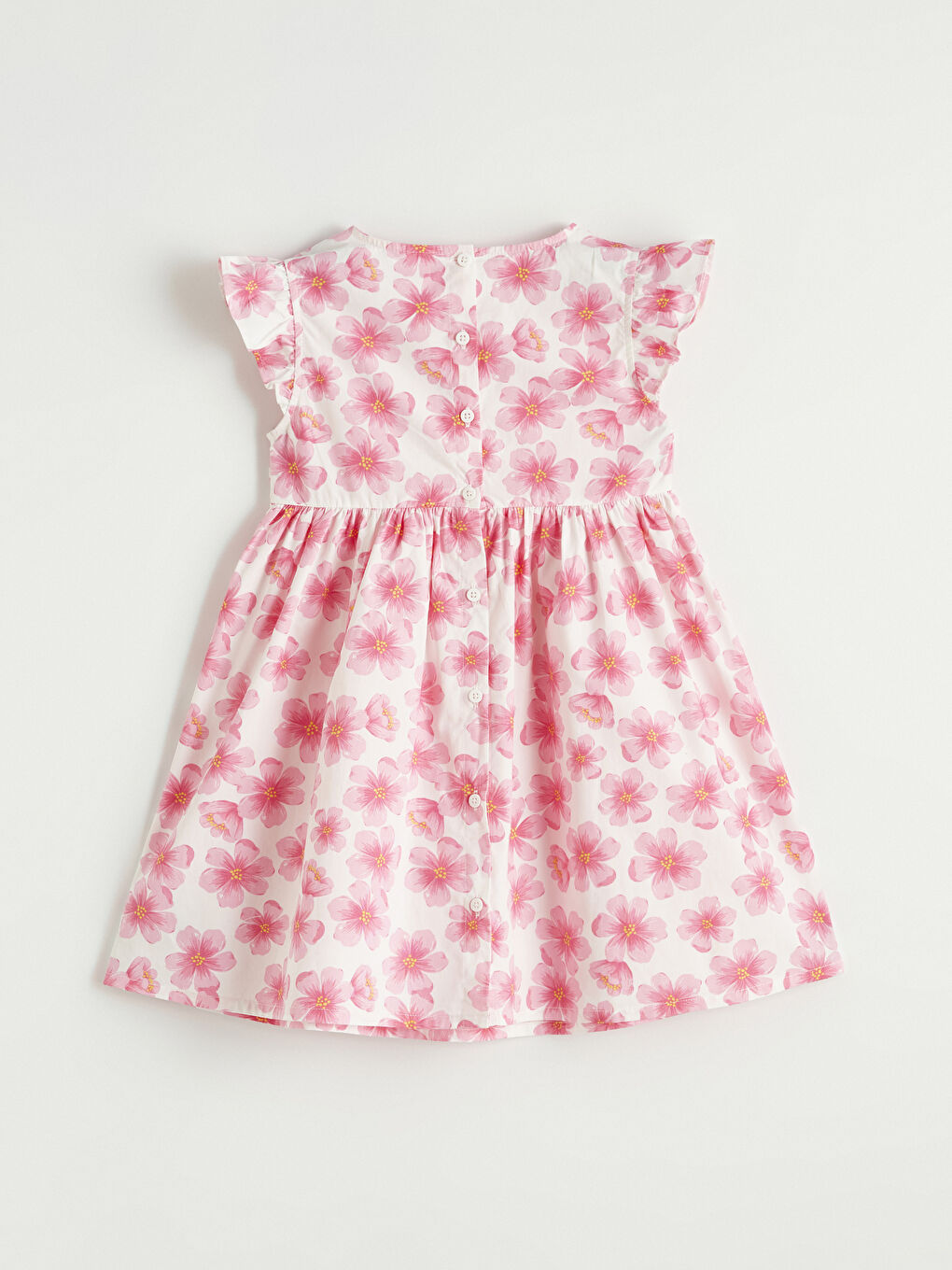 Bisiklet Yaka Çiçekli Kız Çocuk Elbise-2