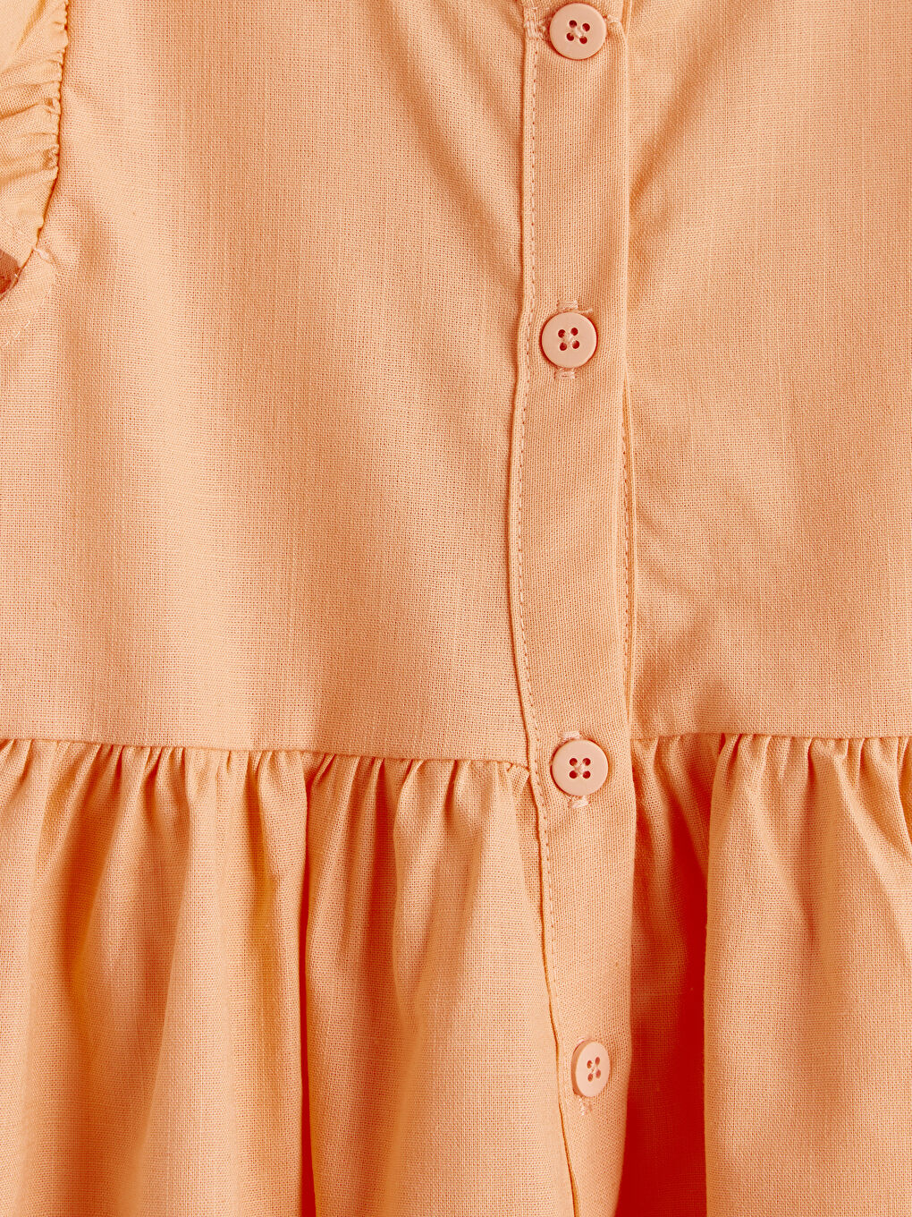 Mercan Kız Çocuk Fırfırlı Keten Görünümlü Elbise-2