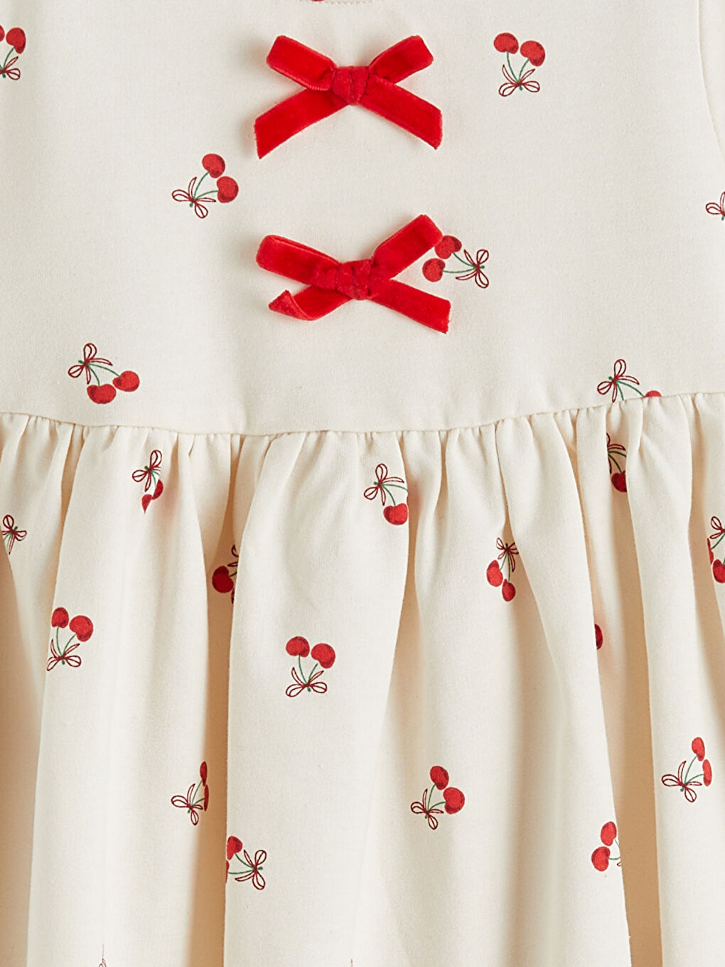 Girls' dress with a bicycle collar and bow.-1