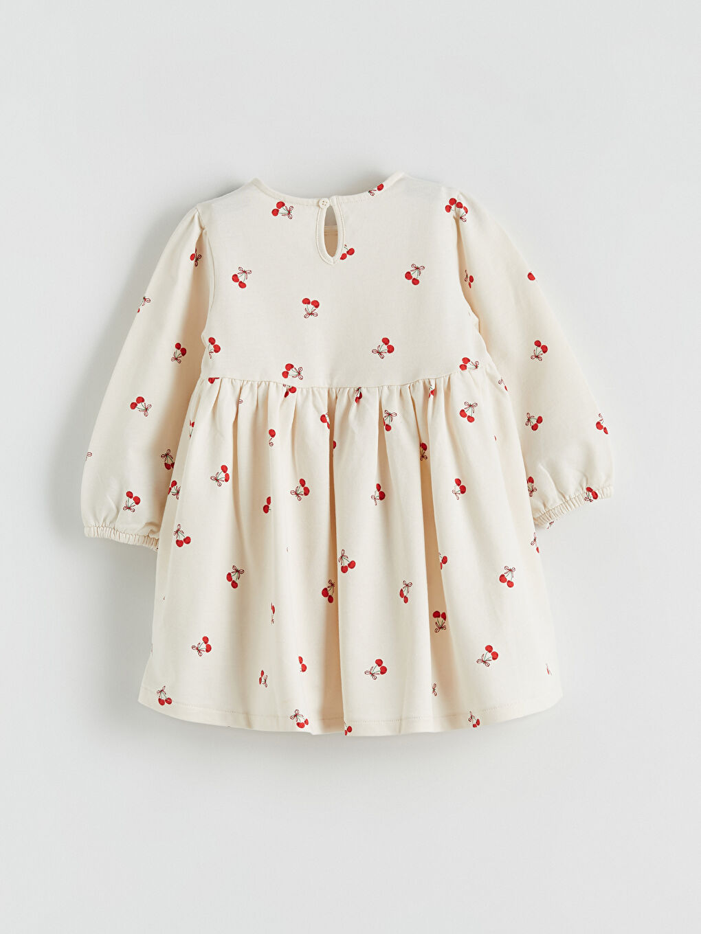 Girls' dress with a bicycle collar and bow.-2