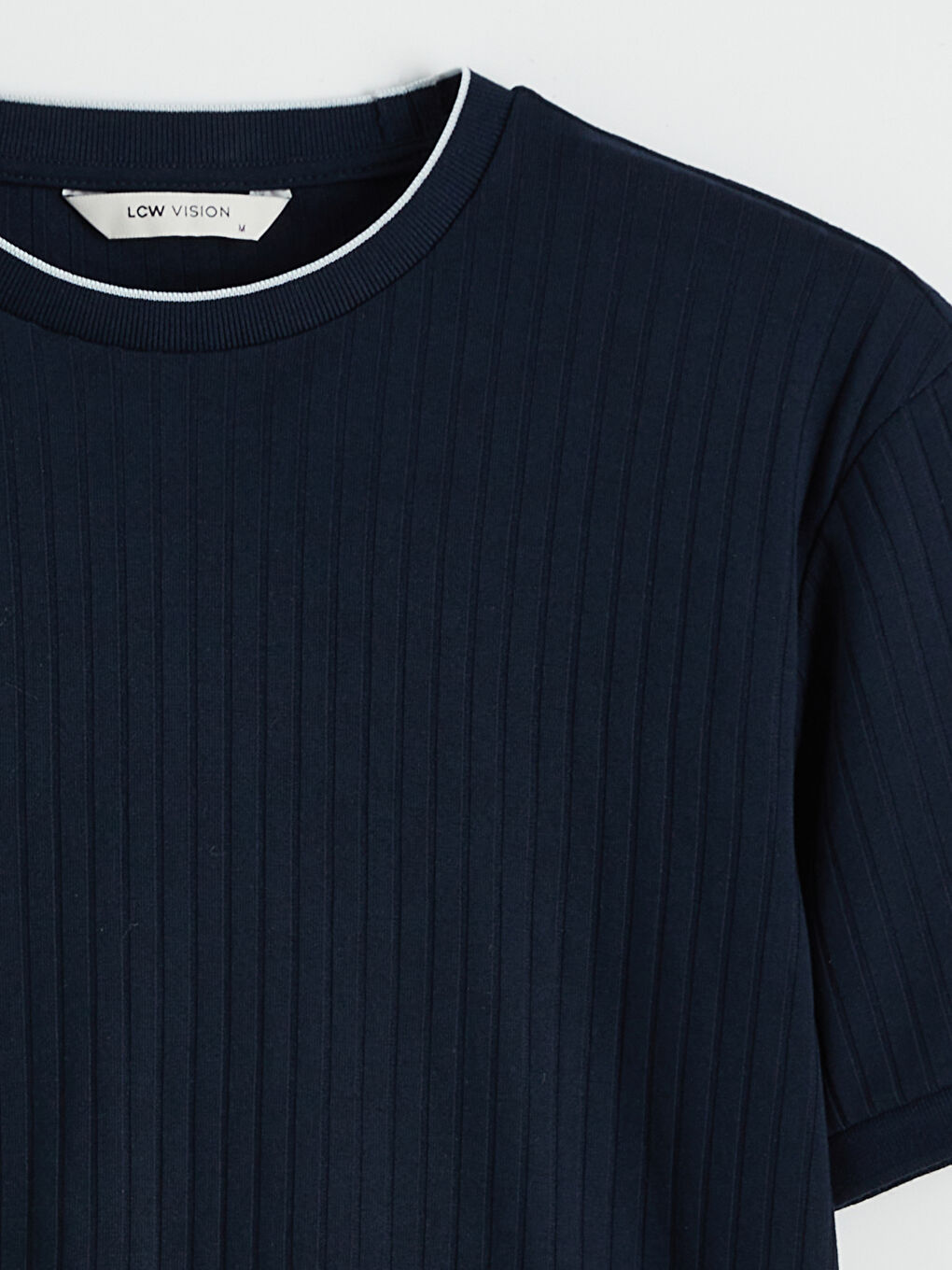 Lacivert Bisiklet Yaka Erkek Tişört-1