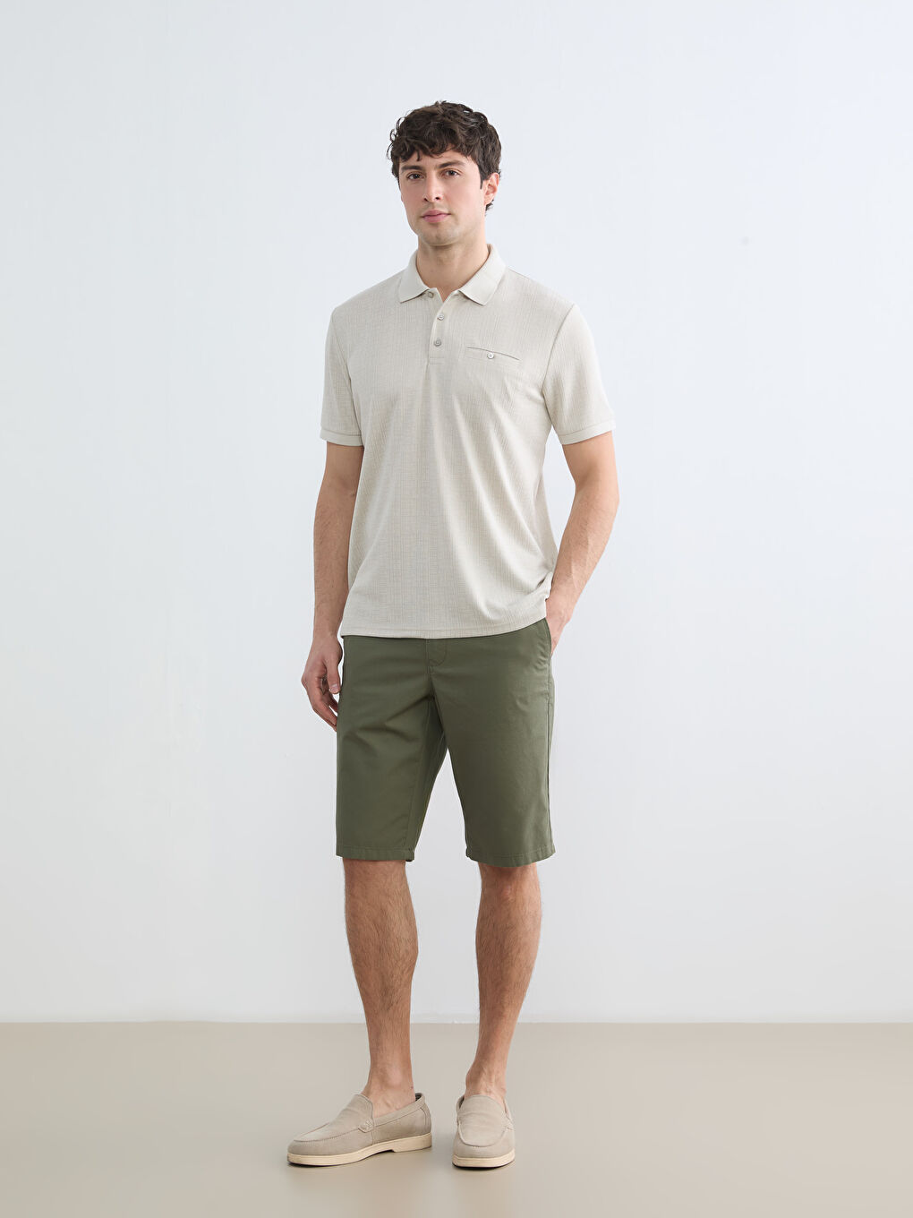 Gri Polo Yaka Erkek Tişört-1