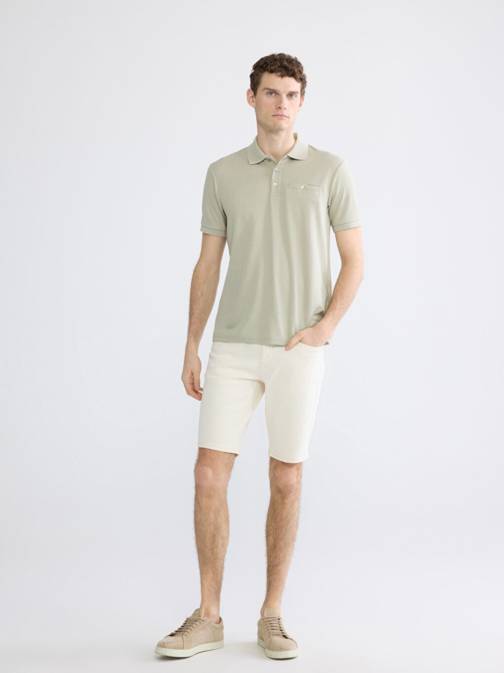 Yeşil Polo Yaka Erkek Tişört-1